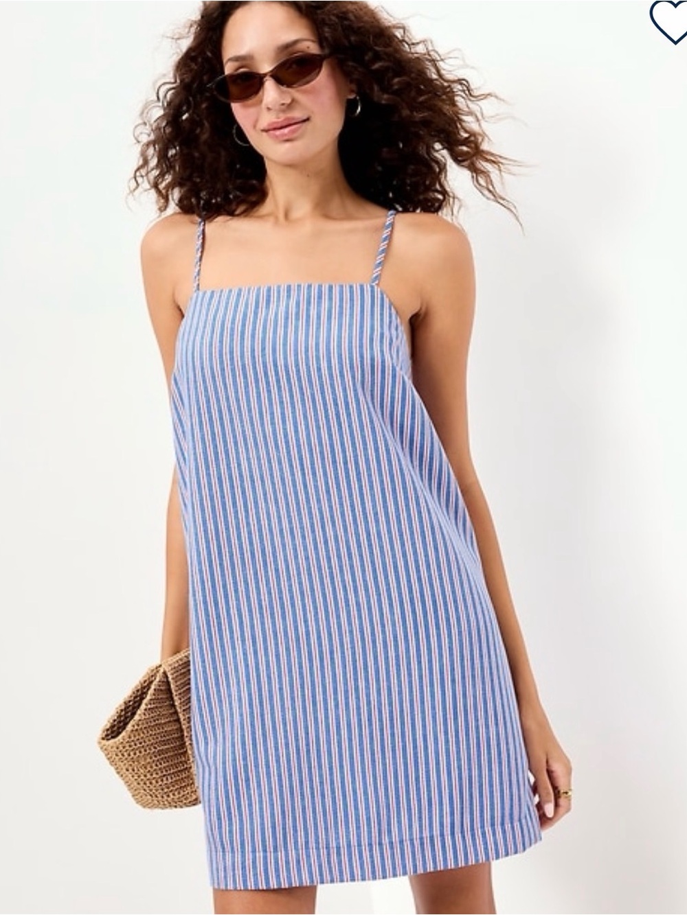 Blue, red, and White Striped Spaghetti Strap Sundress